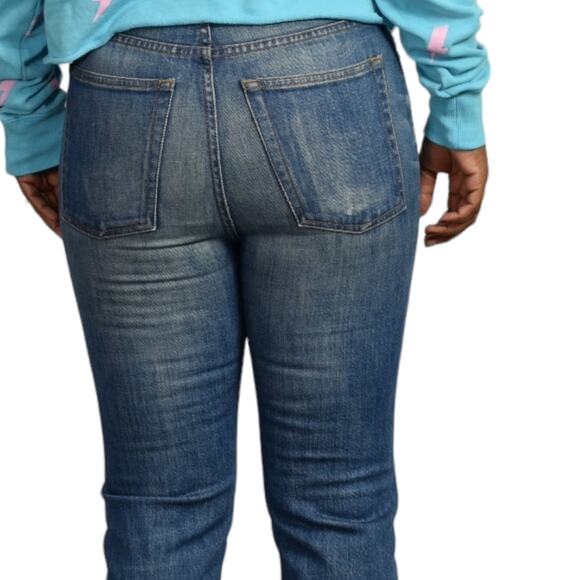 The Great Straight A Jeans Blue Button Fly High Waist Premium Denim Size 25 - Picture 5 of 14